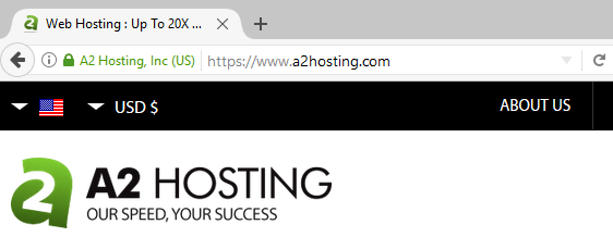 An example of a website using HTTPS.