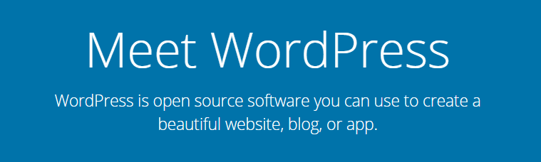 The WordPress homepage.